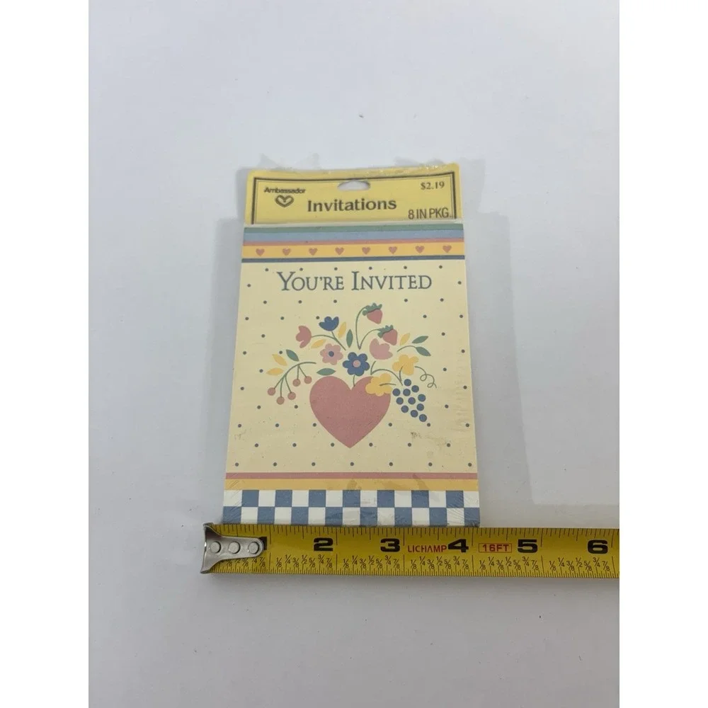 VTG NOS Hallmark Invitation Note Cards Cottage Core Hearts Floral 1980s